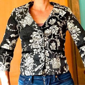 Victorian floral print cotton and polyester blazer